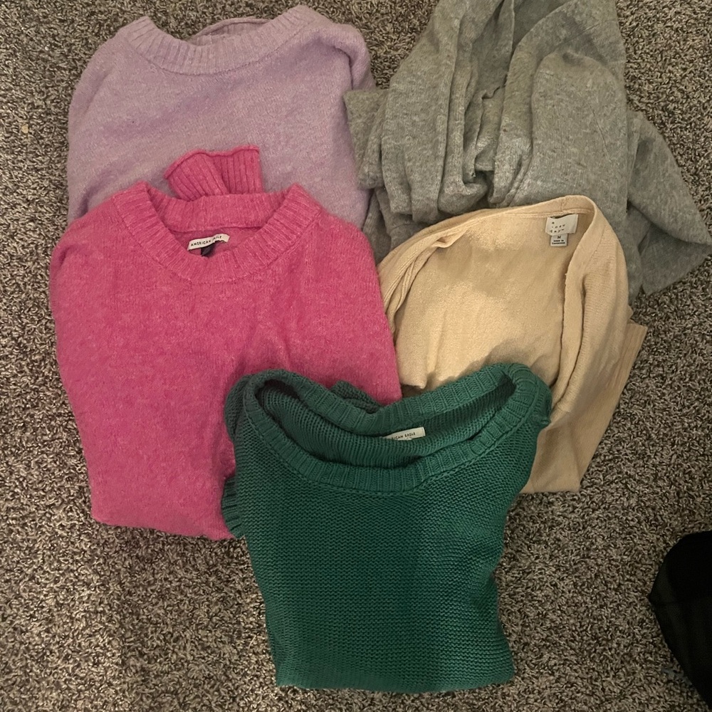 Cozy Women's Sweaters - Pink, Purple, Green, Gray, Cream